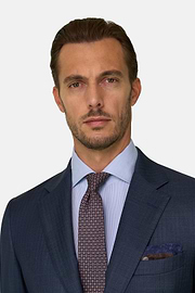 Pinstripe Wool Suit, Blue, thumb, 4