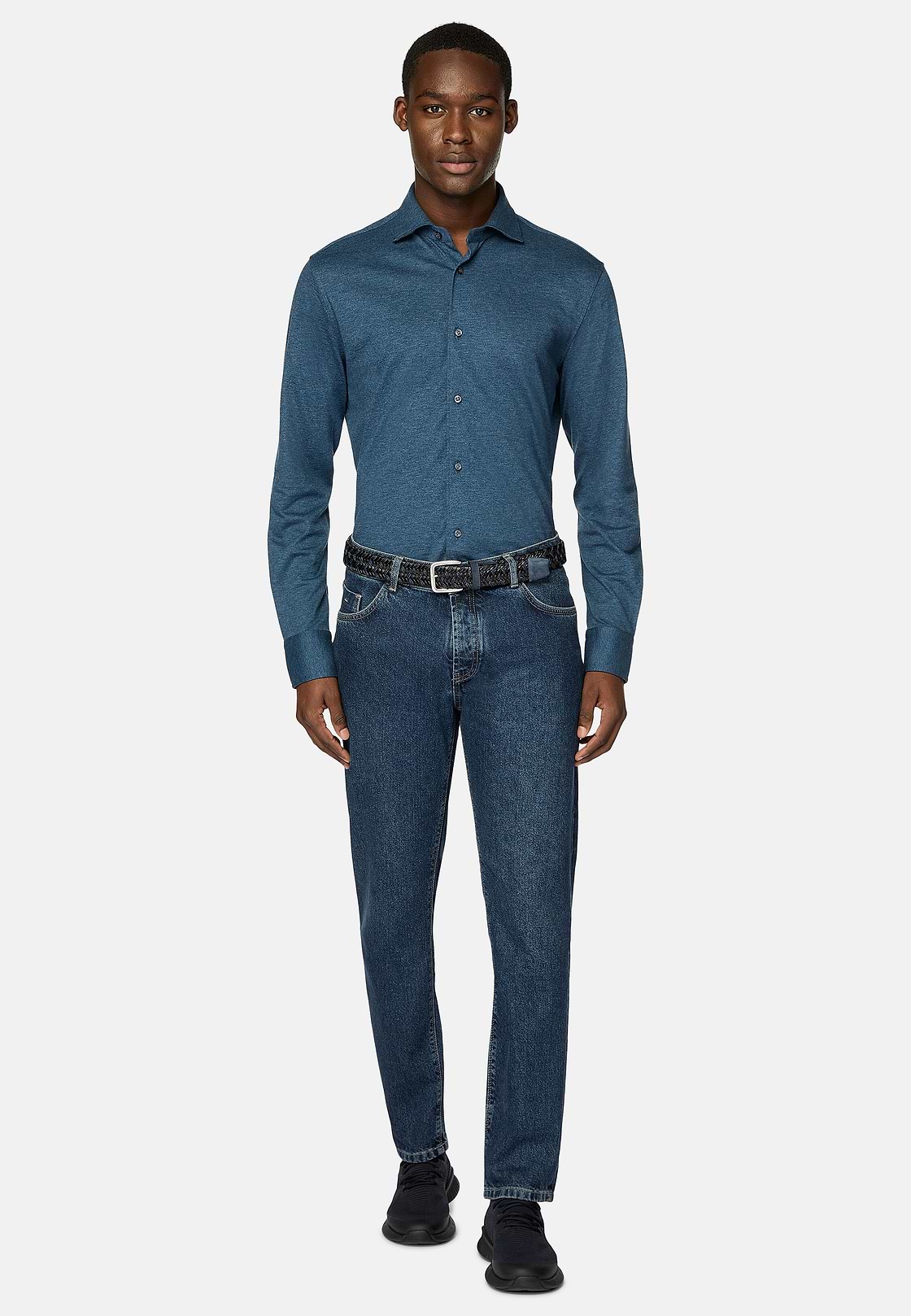 Polo Chemise En Piqué Regular Fit, Bleu, hi-res