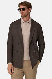 Blazer Double-Breasted Viscose Blend, Brown, thumb, 1