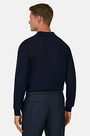 Gestricktes Polo aus Merino, Navy blau, thumb, 4