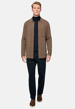 Braunes Strick-Overshirt Aus Merinowolle