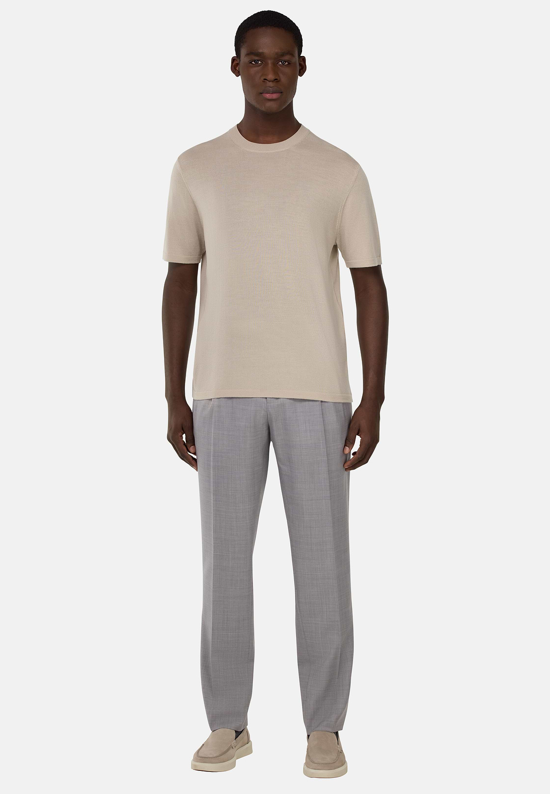 Knitted Merino Wool T-Shirt, Sand, hi-res, 1