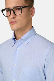 Camicia A Quadretti Di Cotone Regular Fit, Azzurro, thumb, 4