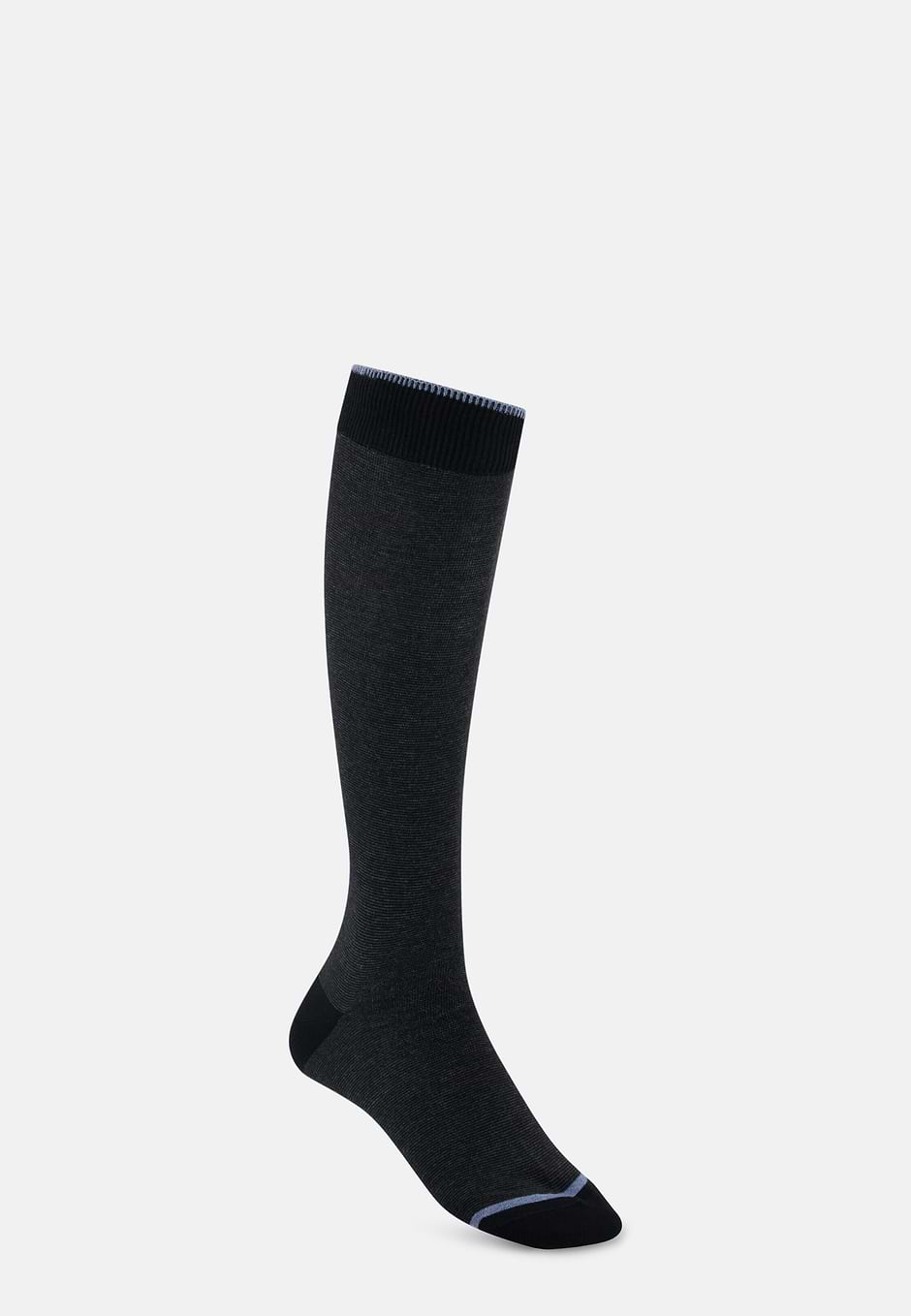 Lange Socken Gestreift aus Mischgewebe, Schwarz, hi-res