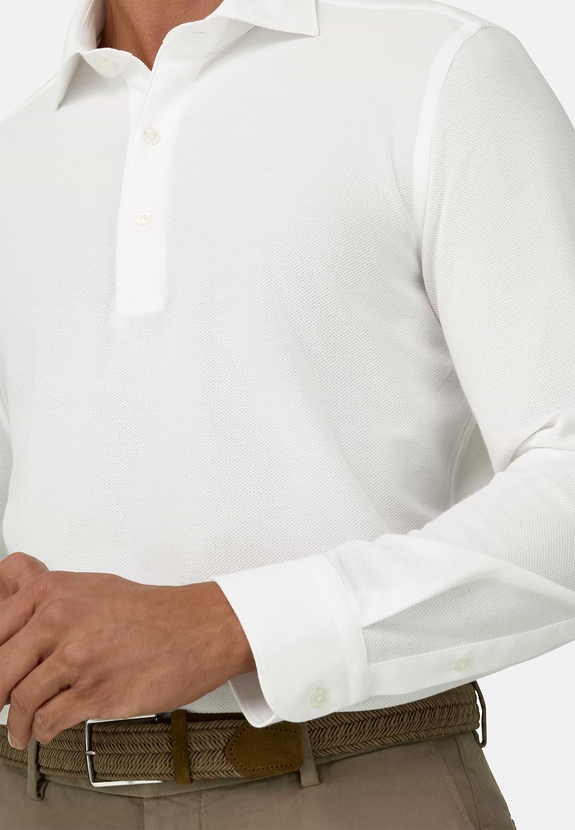 SAKURA | Polo in Japanese Jersey, White, hi-res, 3
