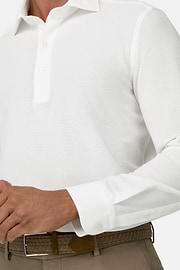 SAKURA | Polo in Japanese Jersey, White, thumb, 3