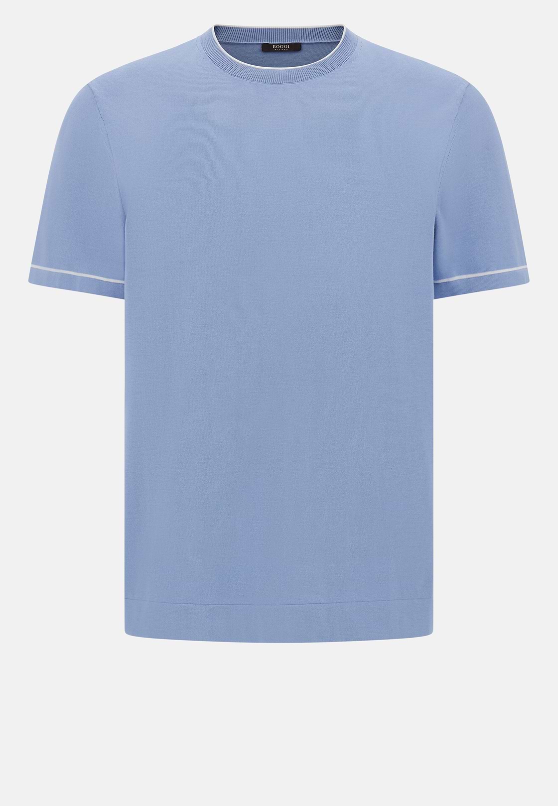 Cotton Crêpe Knit T-Shirt, Light Blue, hi-res