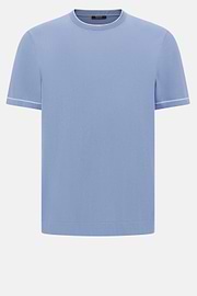 Cotton Crêpe Knit T-Shirt, Light Blue, hi-res