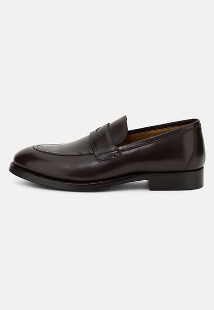 Leather Loafers, Dark brown, hi-res