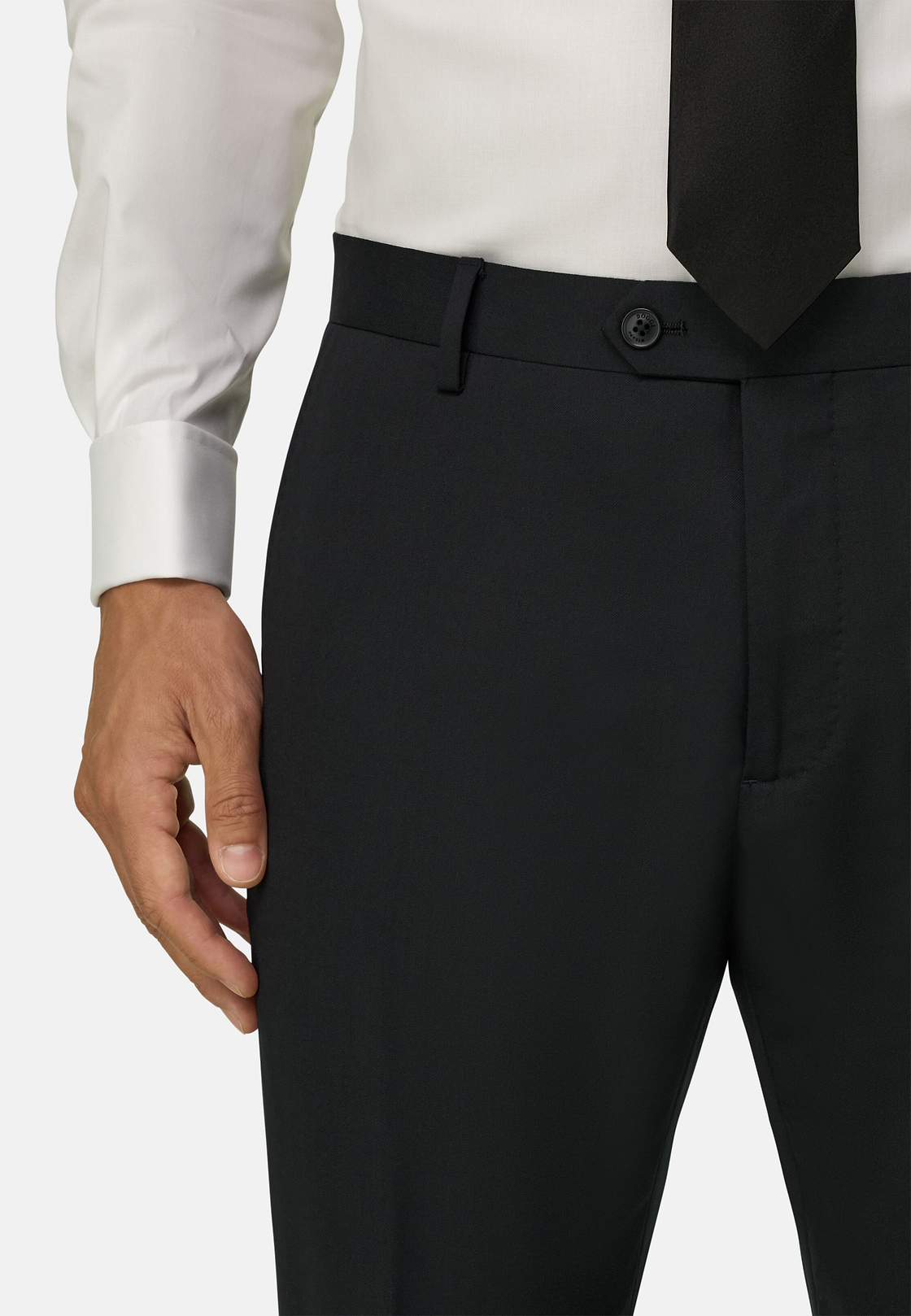 Trousers in Stretch Knitted Wool, Black, hi-res, 3