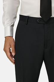 Trousers in Stretch Knitted Wool, Black, thumb, 3
