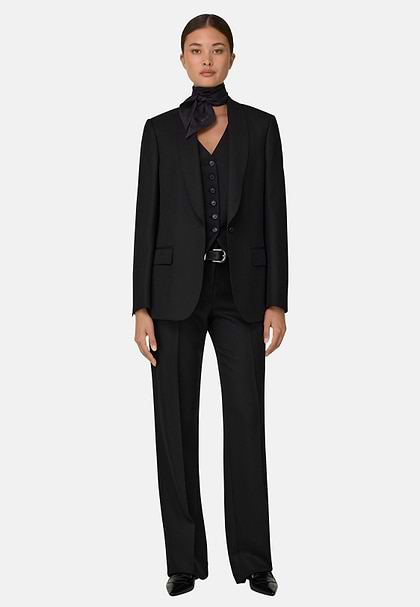 Blazer Single-Breasted Wool Viscose, Black, hi-res