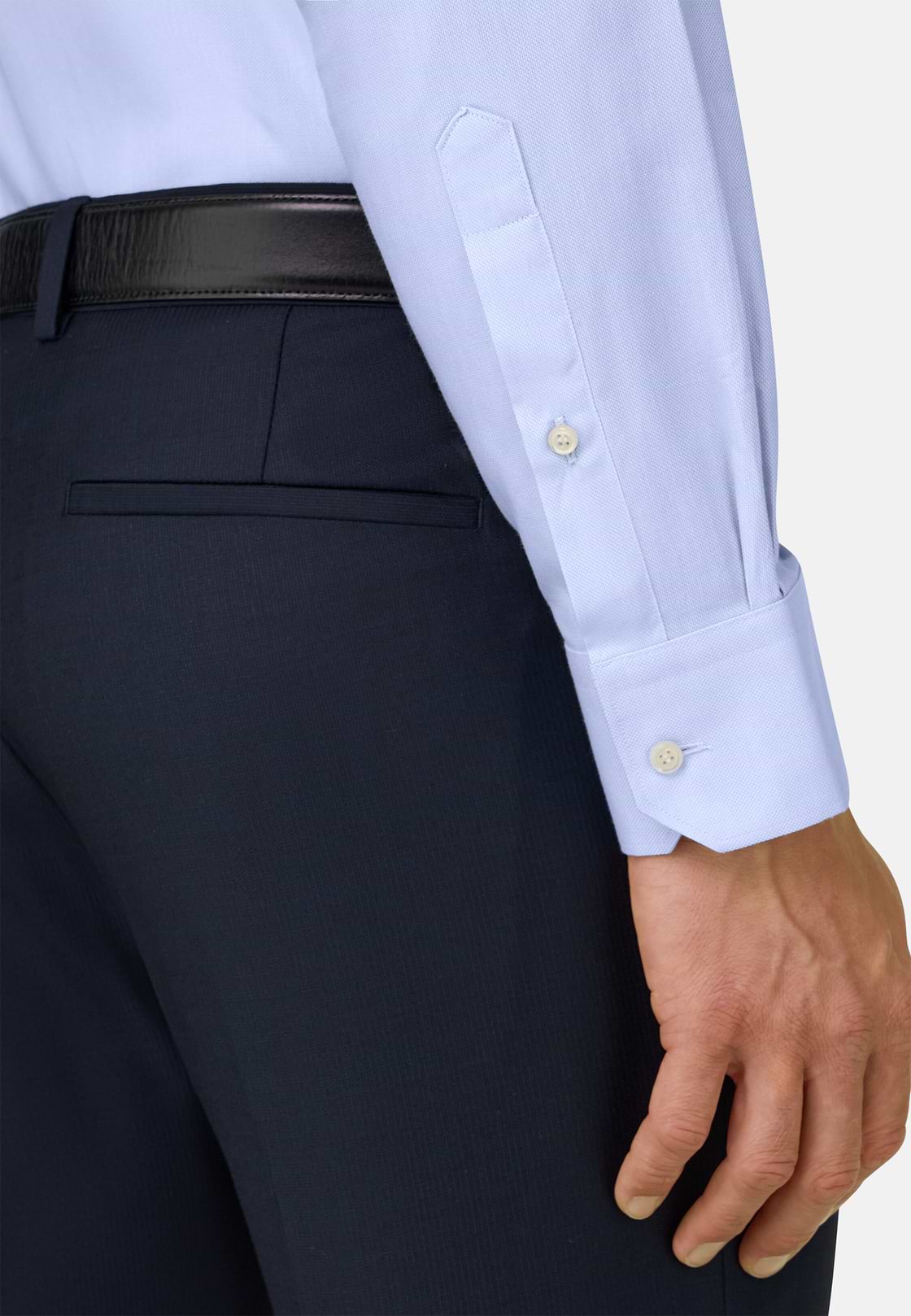 Overhemd in Katoen Dobby Slim Fit, Light Blue, hi-res, 4