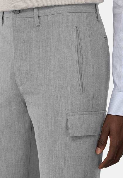 Pantaloni In Lana Tecnica, Light grey, hi-res