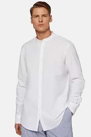 Chemise Blanche En Seersucker Coupe Droite, Blanc, hi-res