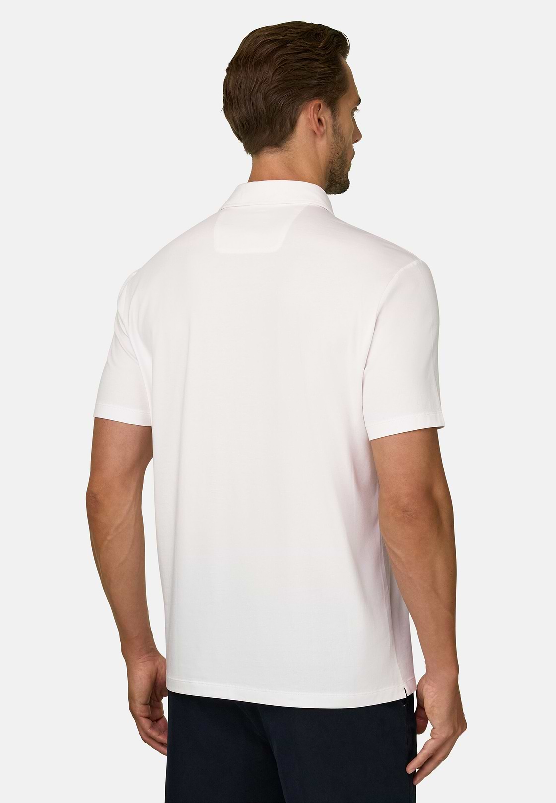Polo aus Stretchgewebe Supima-Baumwolljersey, Weiß, hi-res, 4