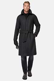 Single-breasted Wool Coat, Charcoal, hi-res