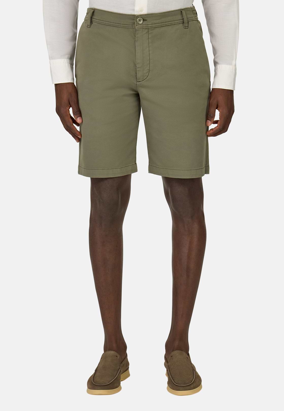 Bermudas in Stretch Cotton, Military Green, hi-res