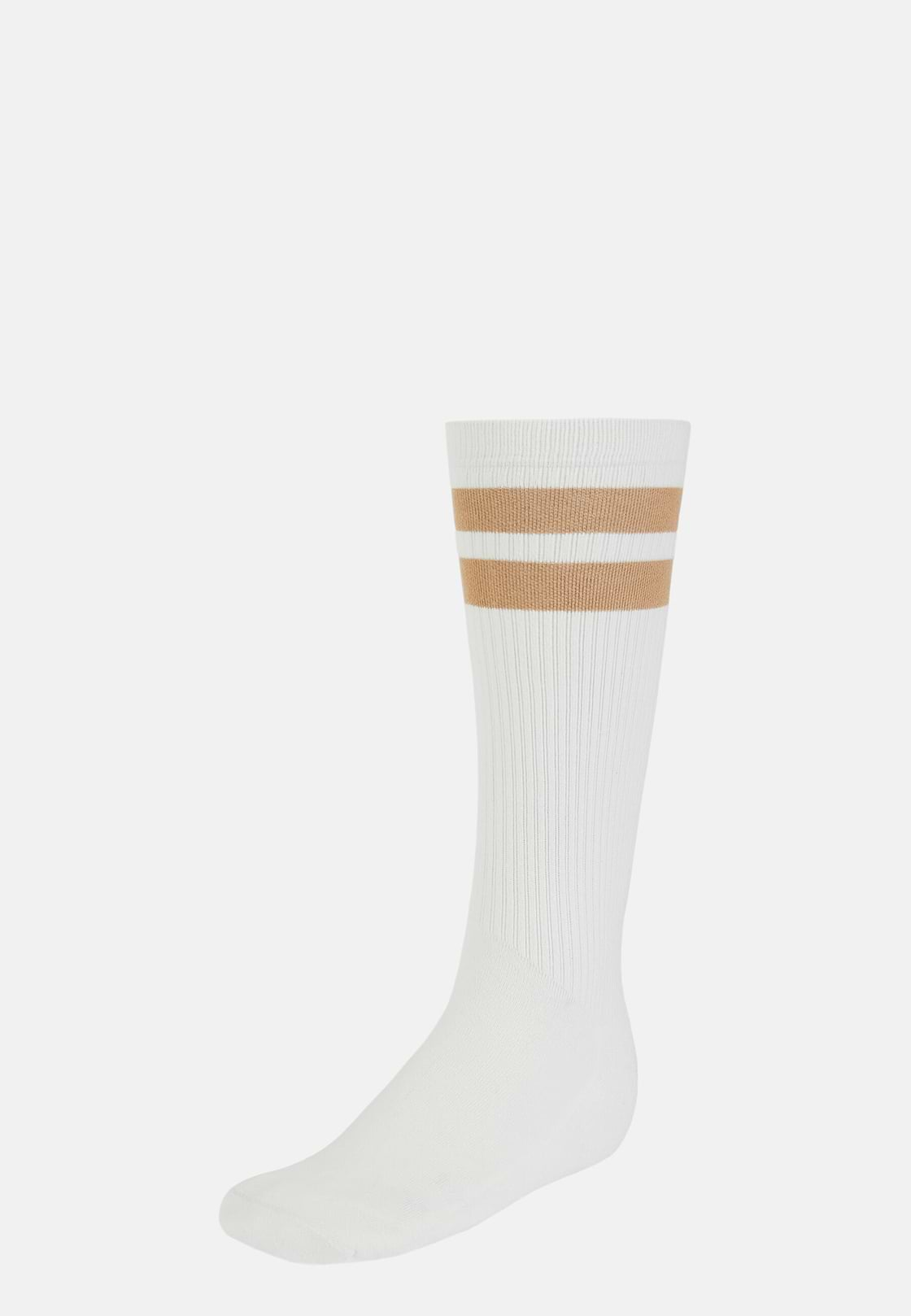 Double Striped Socks in a Cotton Blend, White, hi-res