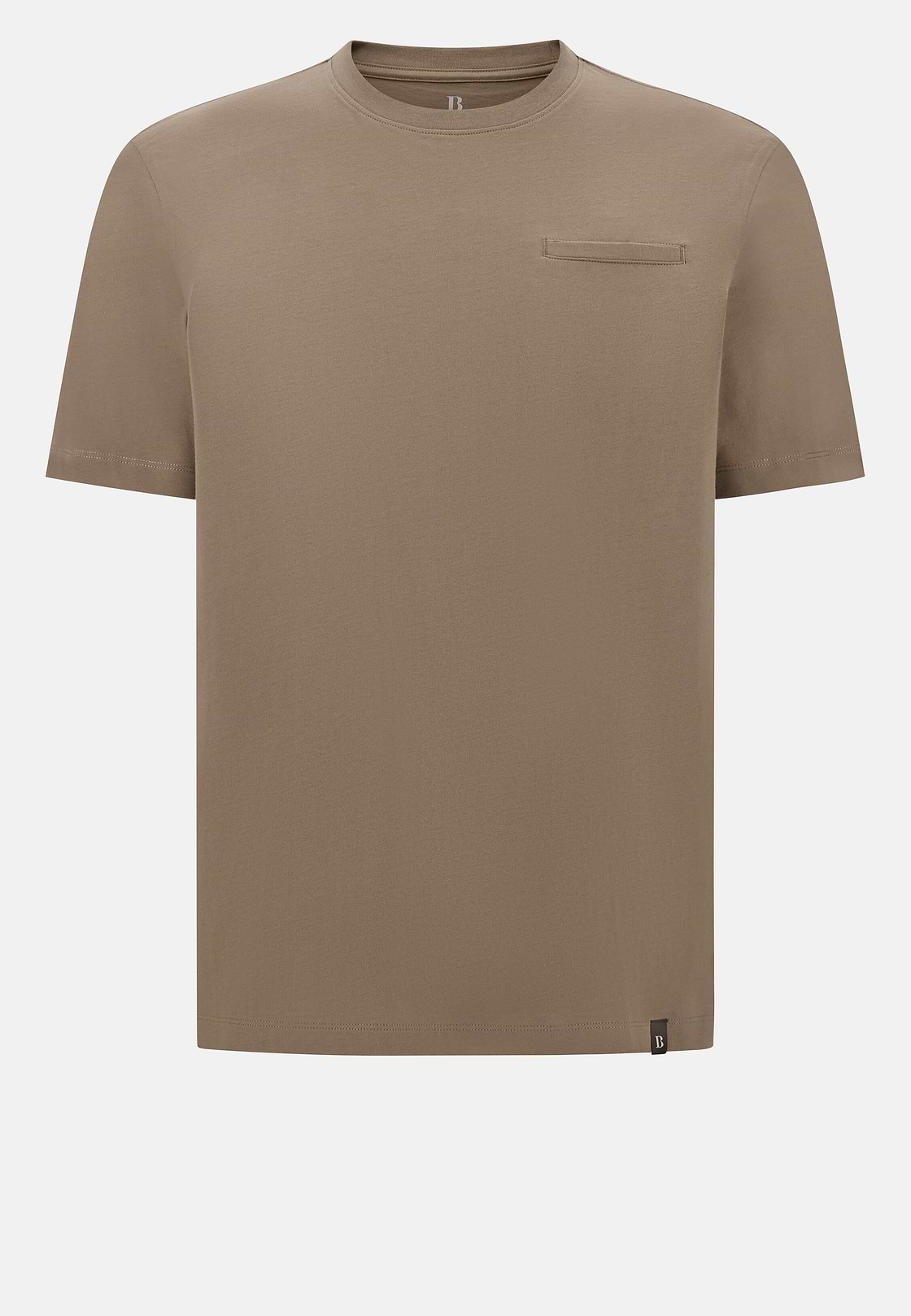 T-Shirts aus Baumwoll-Jersey mit kleiner Tasche, Taupe, hi-res