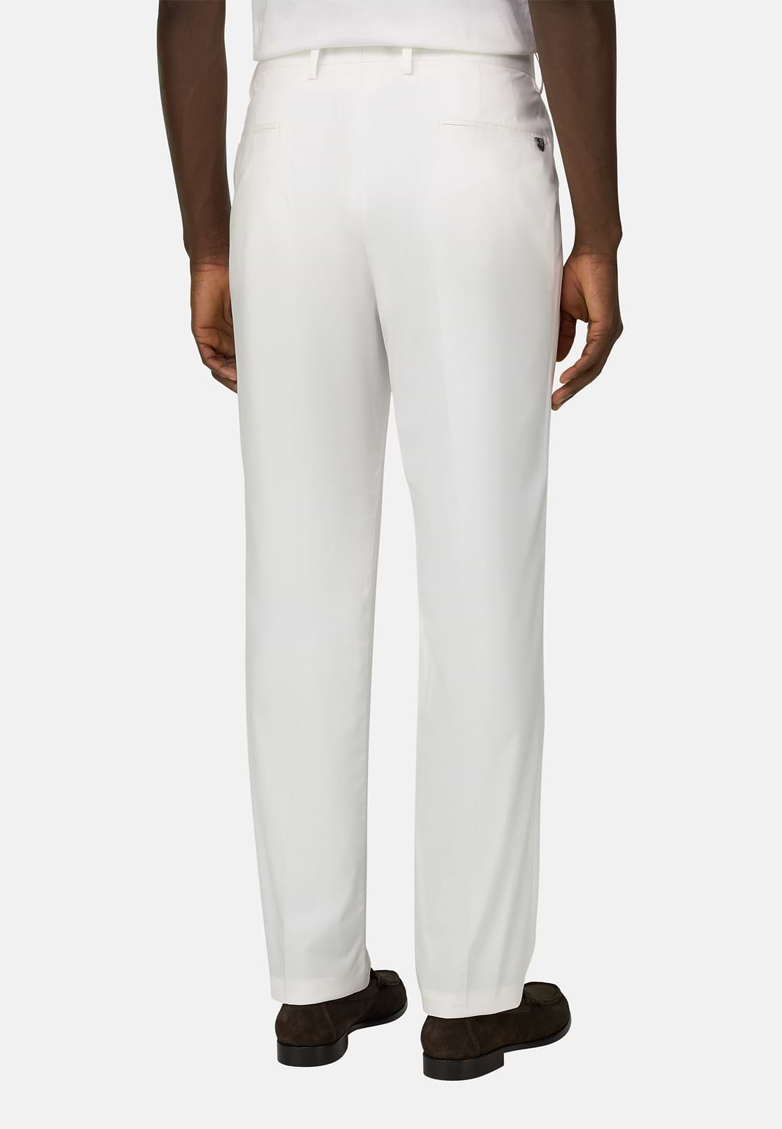 Pantaloni In Cotone Tencel, Bianco, hi-res, 3