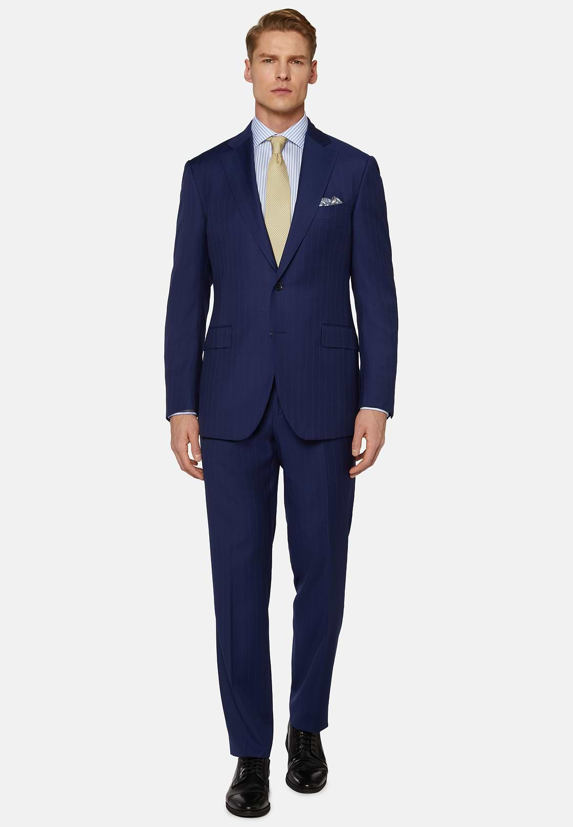 Royal Blue Pinstripe Suit In Super 130 Pure Wool, Royal blue, hi-res