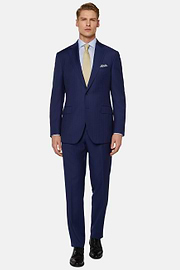 Royal Blue Pinstripe Suit In Super 130 Pure Wool, Royal blue, hi-res