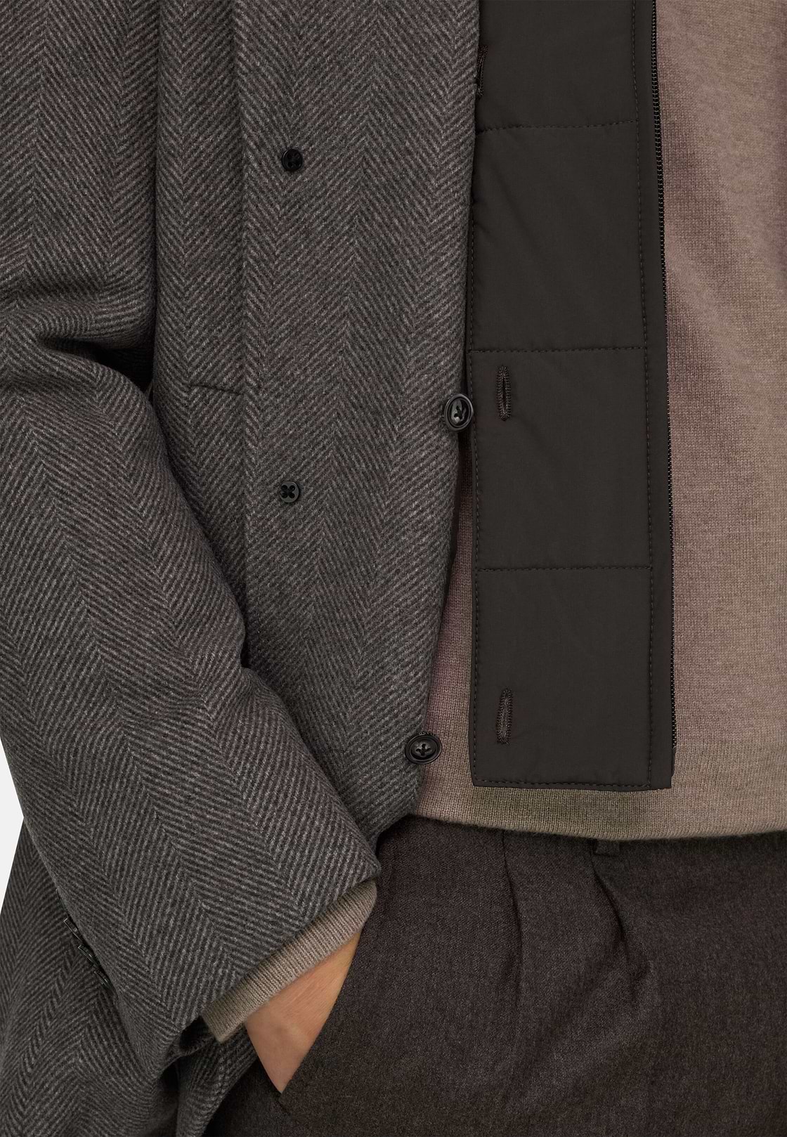 Coat in Wool with Bib, Brown, hi-res, 5