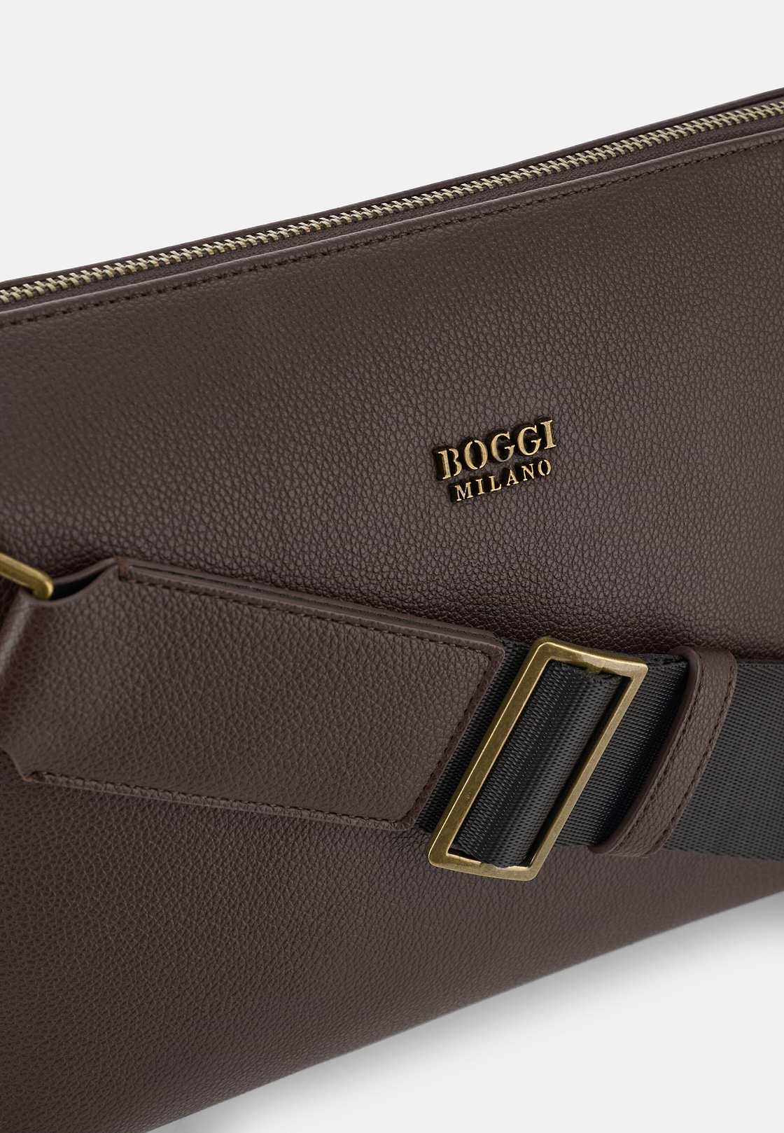 Crossbody Bag in Leather-Effect Fabric, Dark brown, hi-res, 3