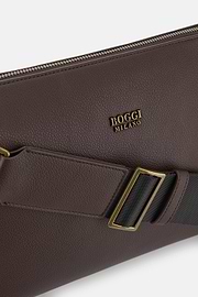 Crossbody Bag in Leather-Effect Fabric, Dark brown, thumb, 3