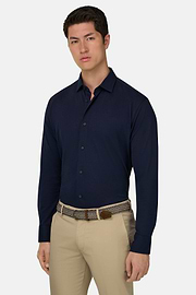 Regular Fit Cotton Jersey Polo Shirt, Navy blue, thumb, 2