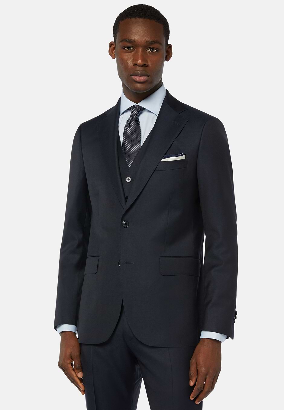 Navy Blue Super 130 Wool Suit, , hi-res