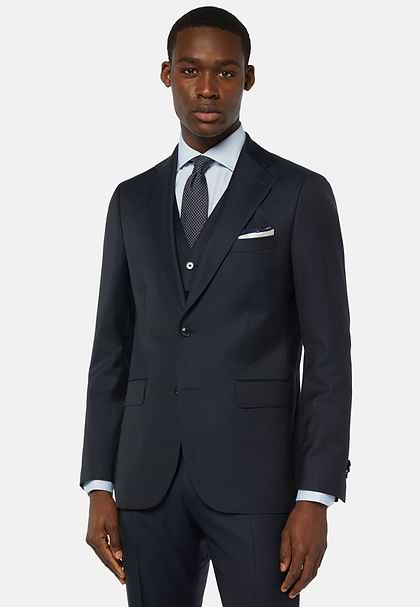 Marineblaues Sakko Aus Super-130-Wolle, Navy blau, hi-res