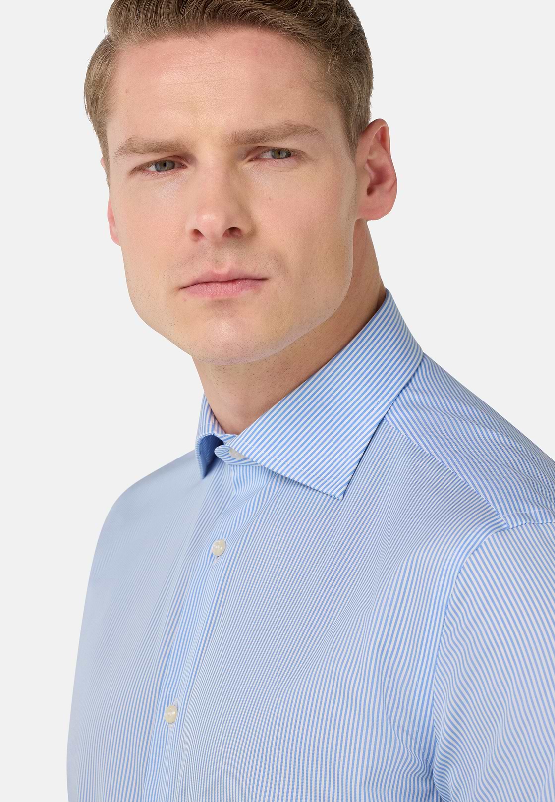 Chemise À Rayures En Coton Regular Fit, Bleu clair, hi-res