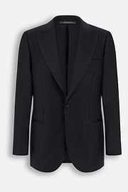 Black Wool Tuxedo with Spear Rever, , thumb, 2