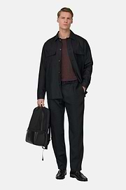 Link Shacket in Pure Linen, Black, thumb, 2