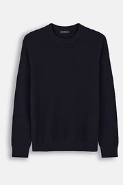 Crew Neck Jumper in Merino Wool, Navy blue, thumb, 5