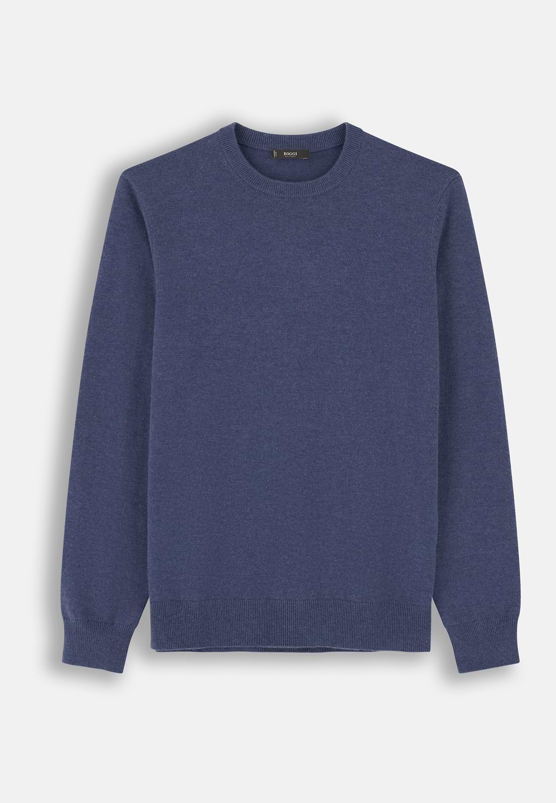 Crew Neck Jumper in Cashmere Blend, Indigo, hi-res, 5