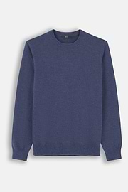 Crew Neck Jumper in Cashmere Blend, Indigo, thumb, 5