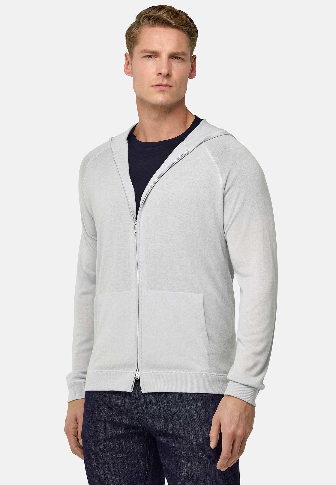 Jersey Con Media Cremallera De Lana Merina, Hielo, hi-res, 2