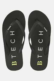 Black Printed Rubber Flip-Flops, Black, hi-res