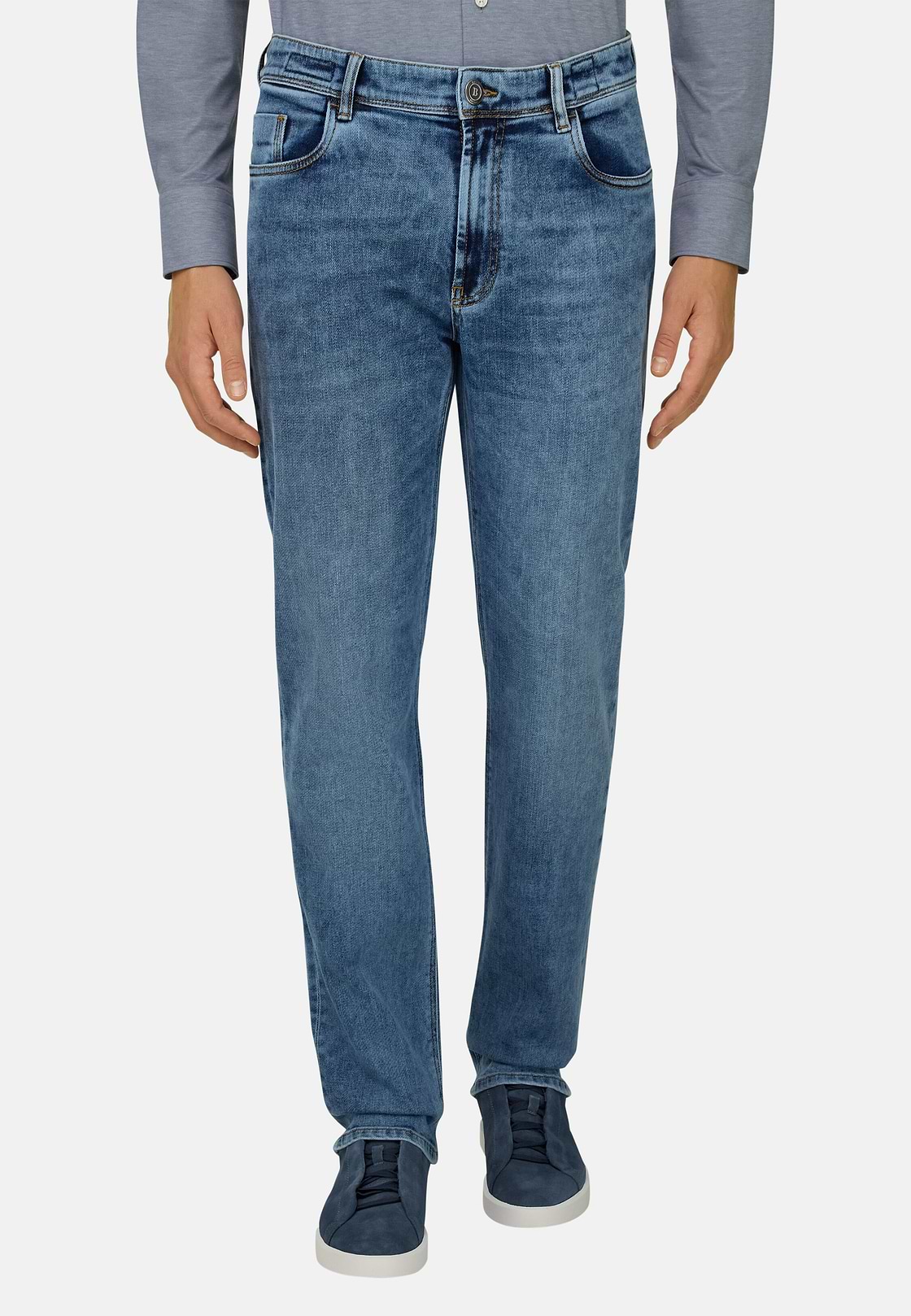 Niebieskie jeansy ze stretchem, Medium Blue, hi-res, 1