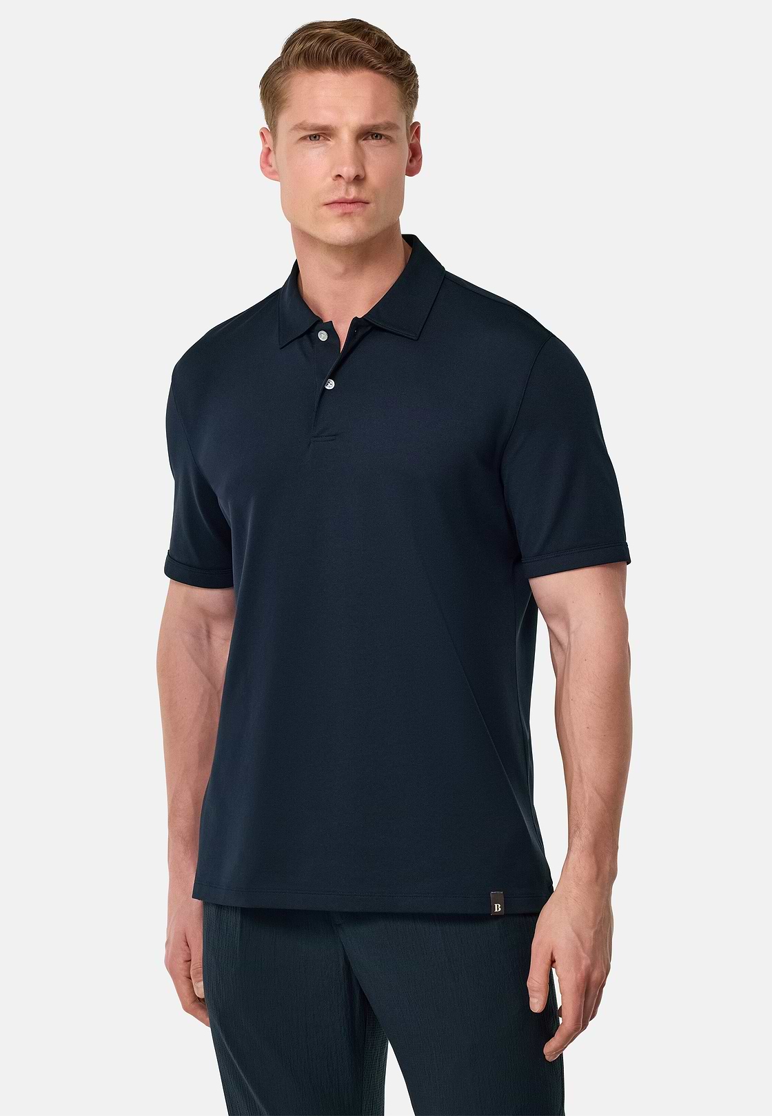S.Cafè® High-Performance Piqué Polo Shirt, Navy blue, hi-res