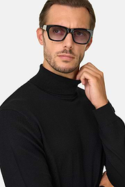 Turtleneck Jumper in Merino Wool, Black, thumb, 3