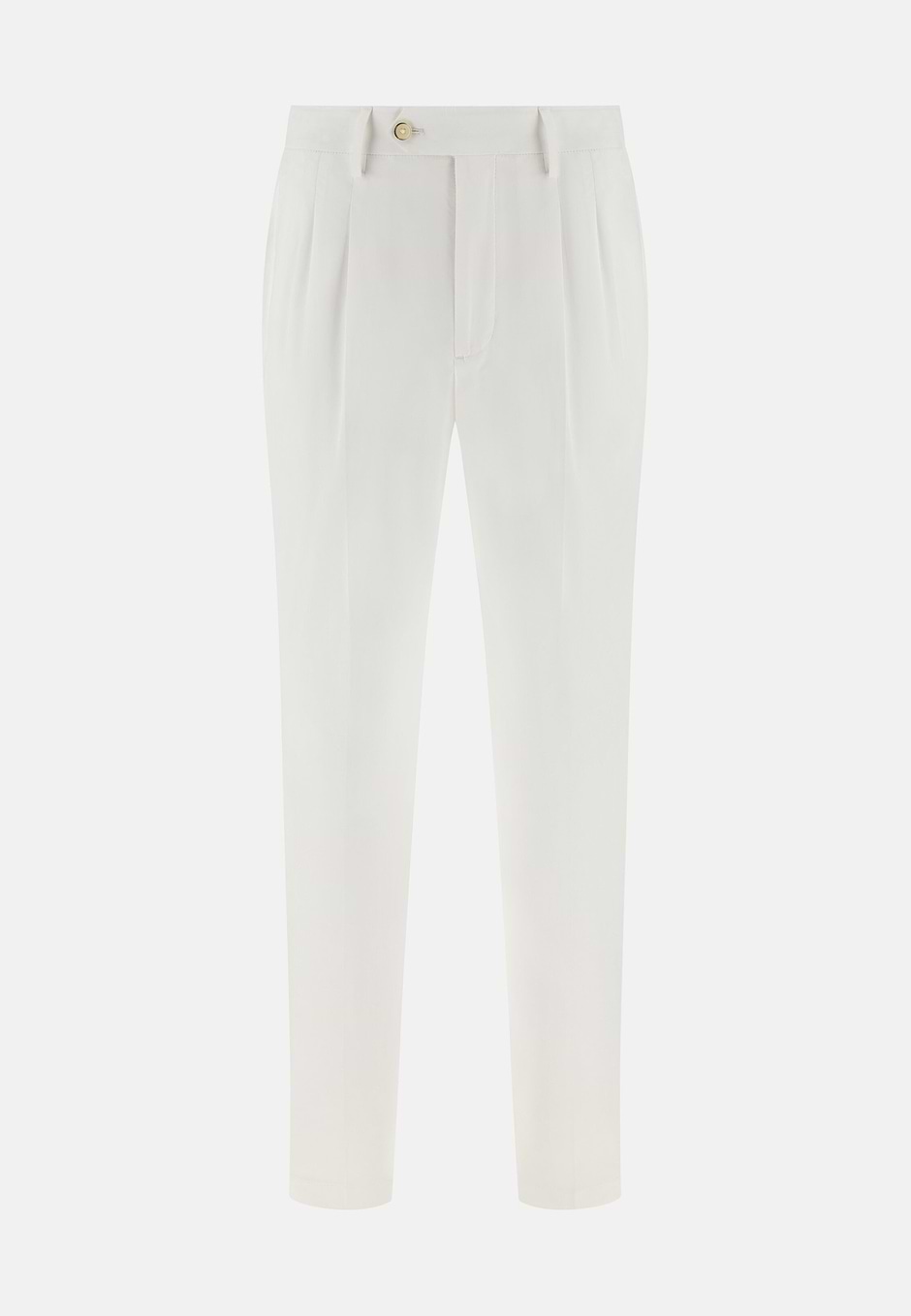 Cotton and Tencel Trousers, White, hi-res