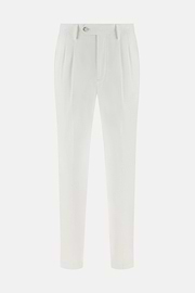 Pantaloni In Cotone Tencel, Bianco, thumb, 5
