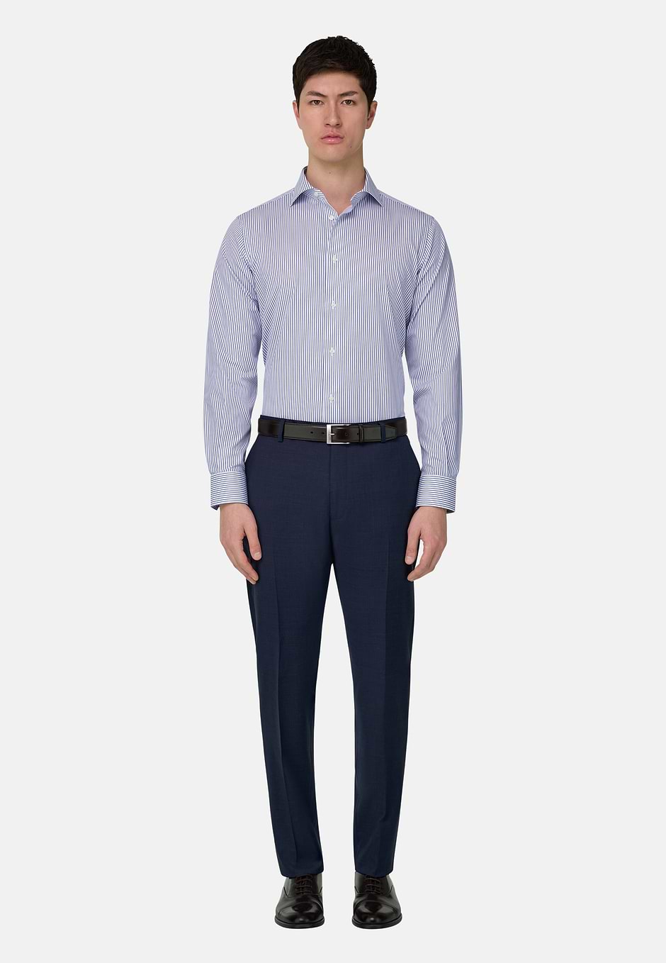 Camicia A Righe In Cotone Regular Fit, Blu, hi-res