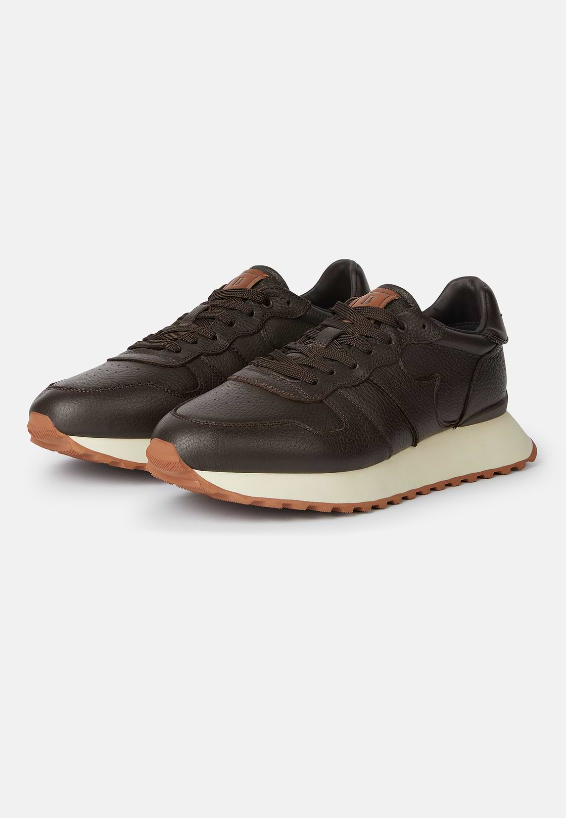 Sneakers In Pelle Bottalata, Marrone, hi-res