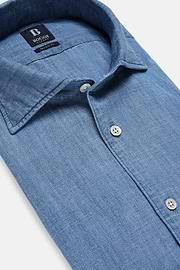 Regular Fit Cotton Denim Shirt, Indigo, hi-res