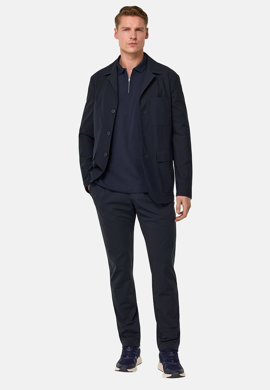 B-Tech Stretch Nylon Jacket, Navy blue, hi-res